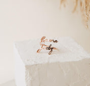 Personalized Double Name Ring in Silver Gold Rose Gold