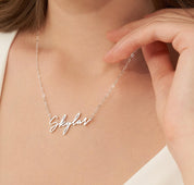 Dainty Script Name Necklace in Sterling Silver