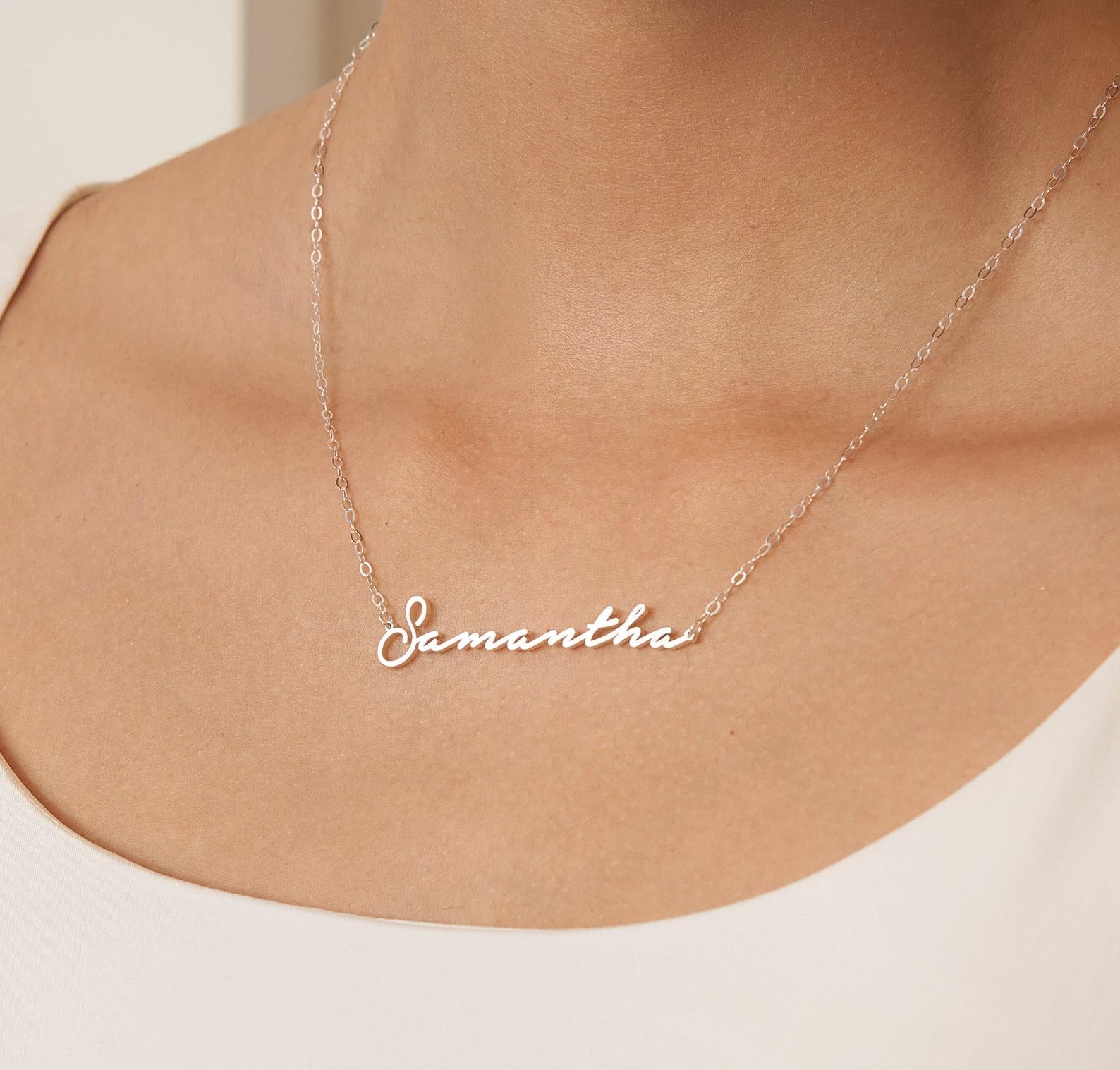 Dainty Script Name Necklace in Sterling Silver