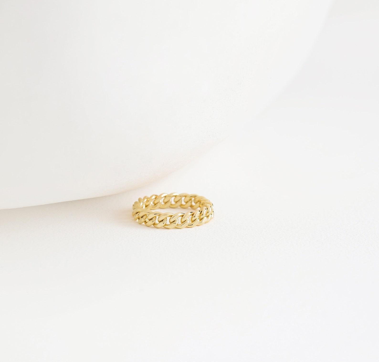 Gold Curb Chain Stacking Ring