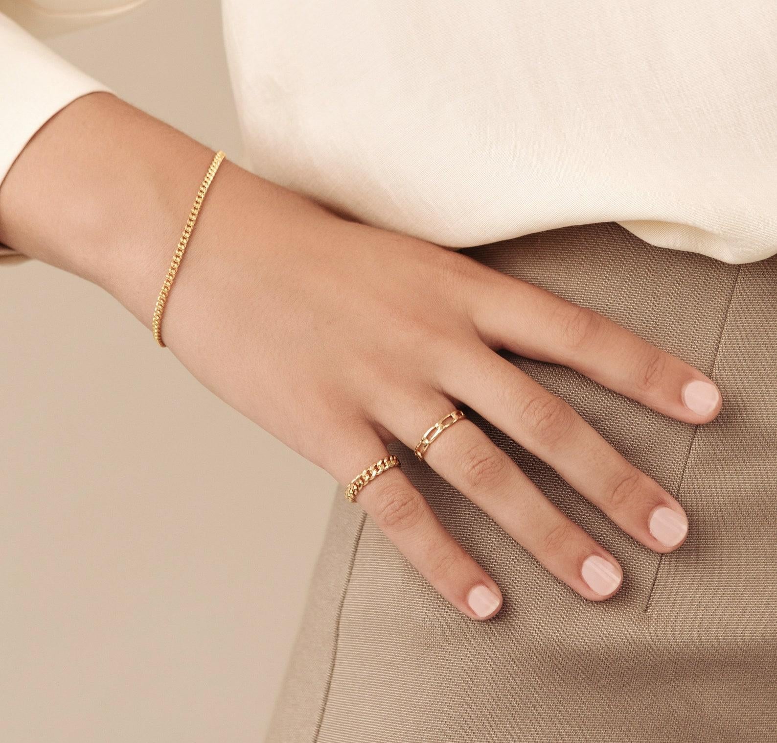 Gold Curb Chain Stacking Ring