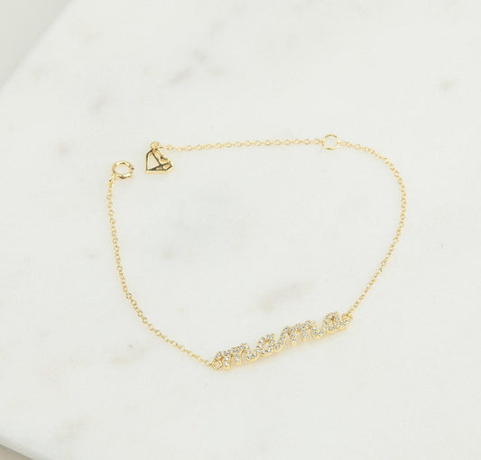 Personalized Mama Script Diamond Bracelet