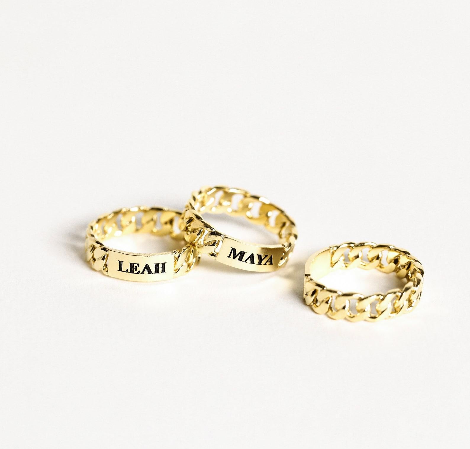 Personalized Curb Link Name Ring