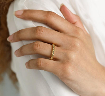 Personalized Twisted Gold Stacking Ring