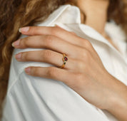 Dainty Birthstone Signet Ring for Mom