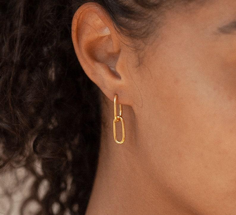 Minimalist Gold Dangle Link Earrings