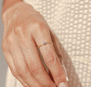 Dainty Birthstone Curb Chain Ring