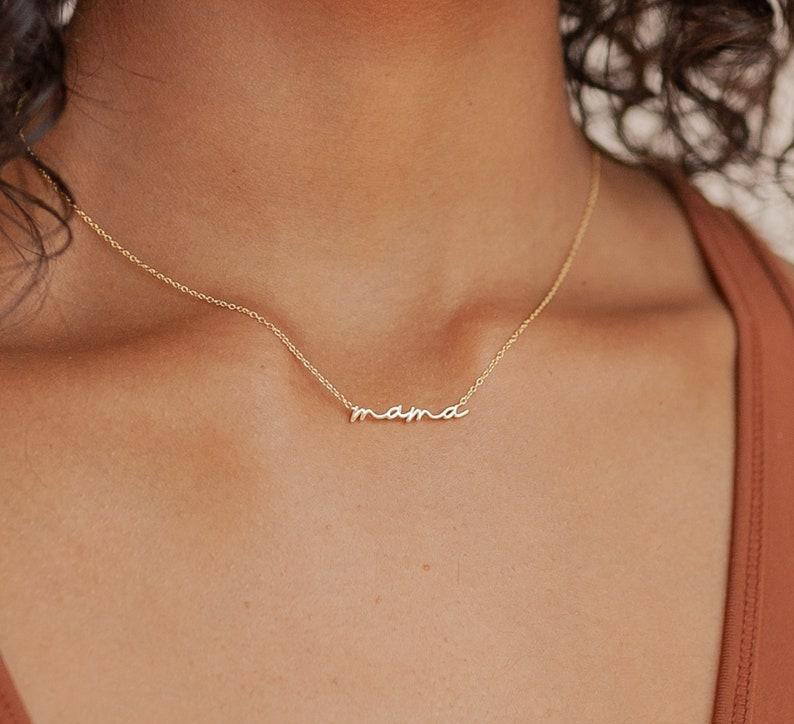 Dainty Mama Necklace in Sterling Silver