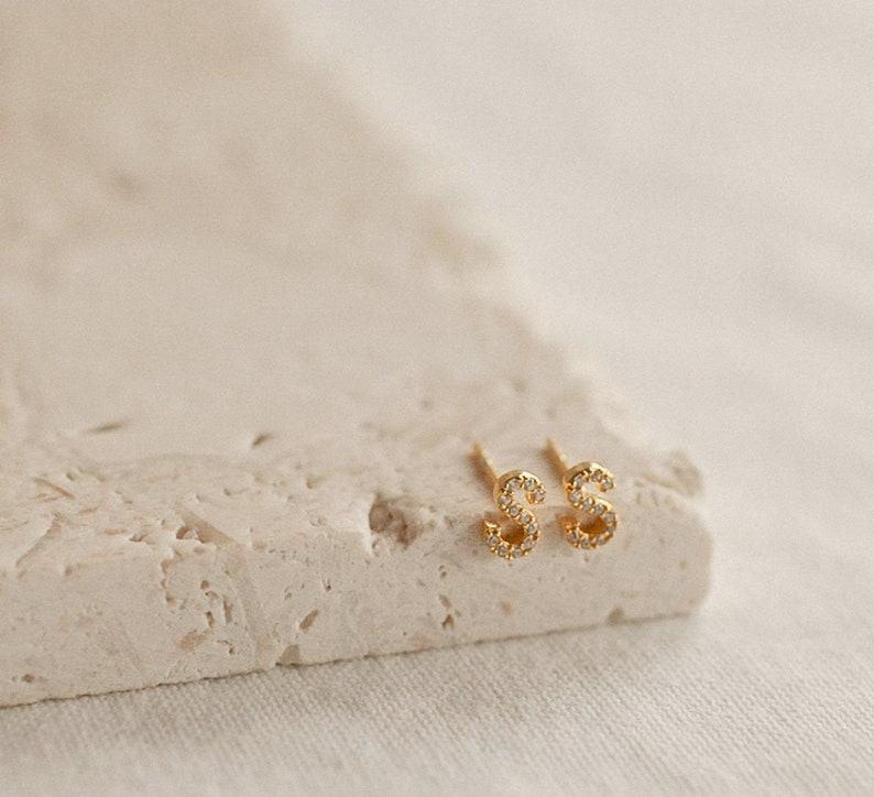 Personalized Pave Letter Stud Earrings