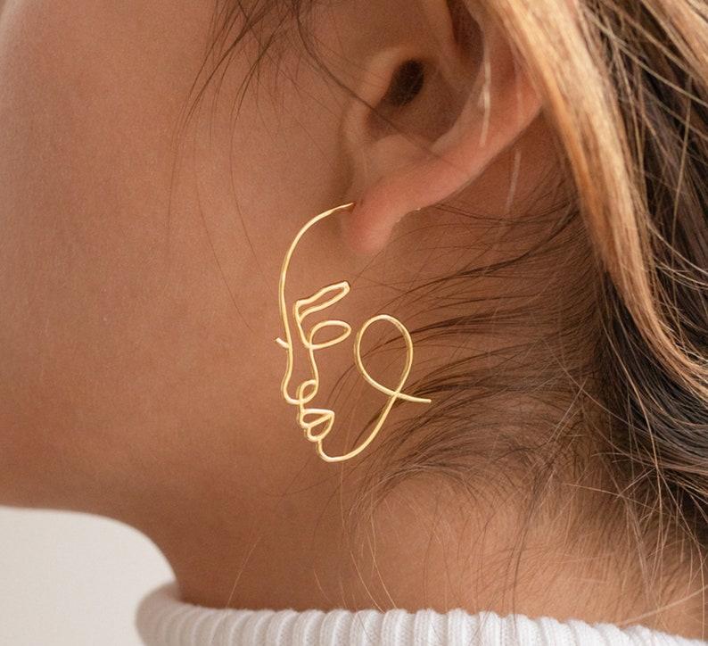 Abstract Face Hoop Earrings for Her