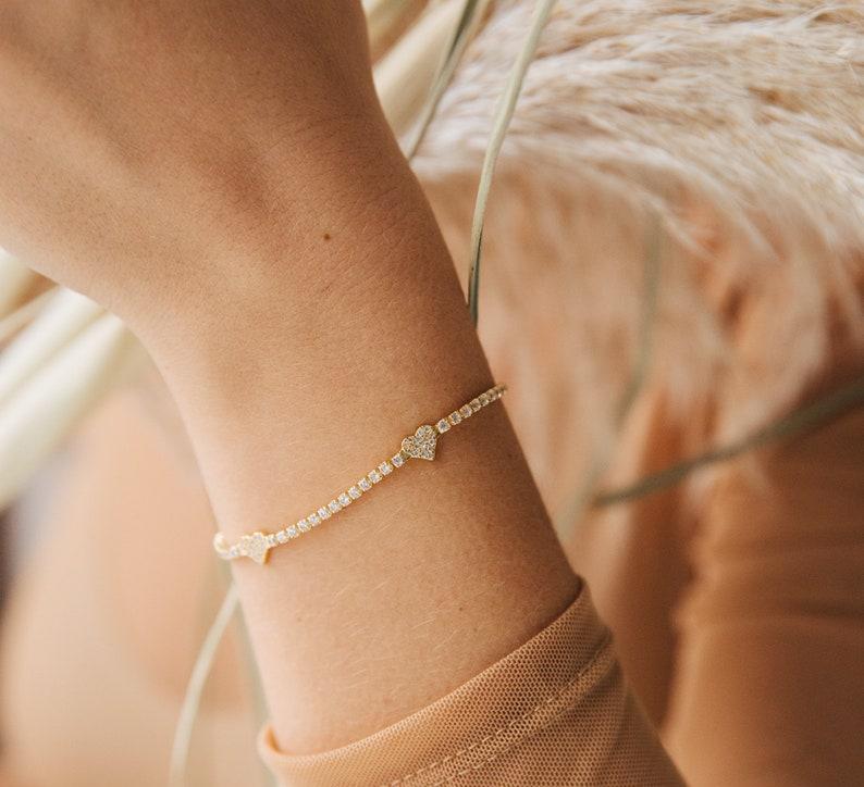 Dainty Pave Heart Bracelet for Everyday Wear