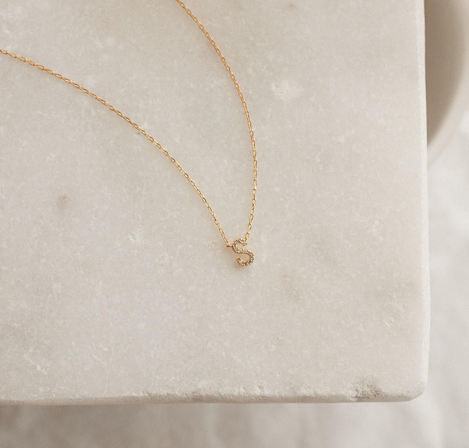 Personalized Dainty Initial Diamond Necklace