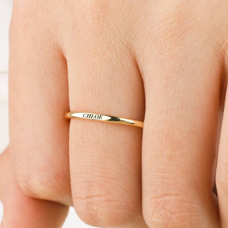 Tiny Stackable Sterling Silver Name Ring