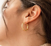 Gold Bold Link Hoop Earrings for Bridesmaids