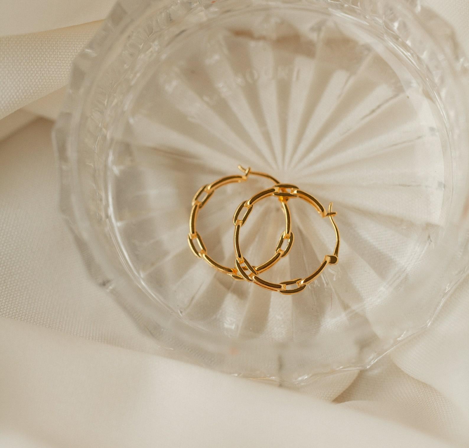 Gold Bold Link Hoop Earrings for Bridesmaids