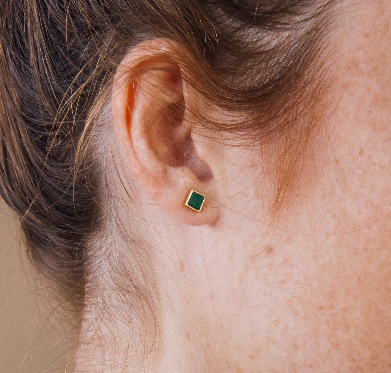 Malachite Stud Earrings for Her