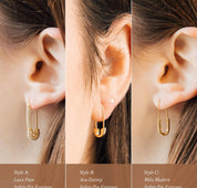 Minimalist Diamond Safety Pin Earrings Set