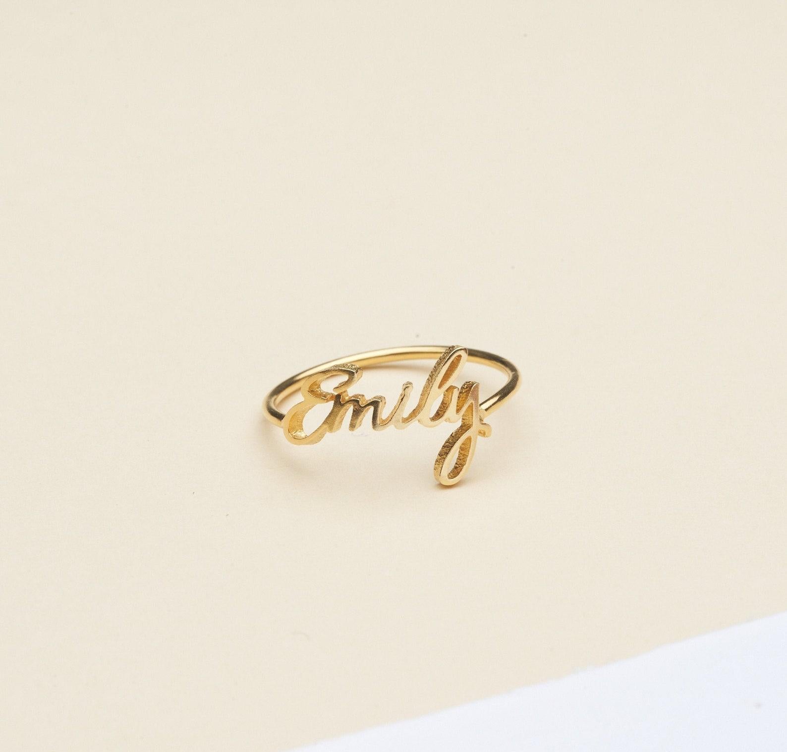 Personalized Baby Name Ring in Silver Gold Rose Gold