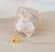 Initial Padlock Necklace for Her