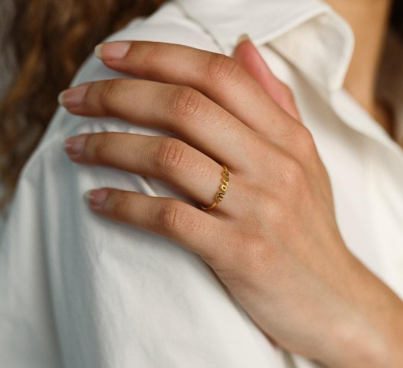 Personalized Dainty Name Ring for Moms