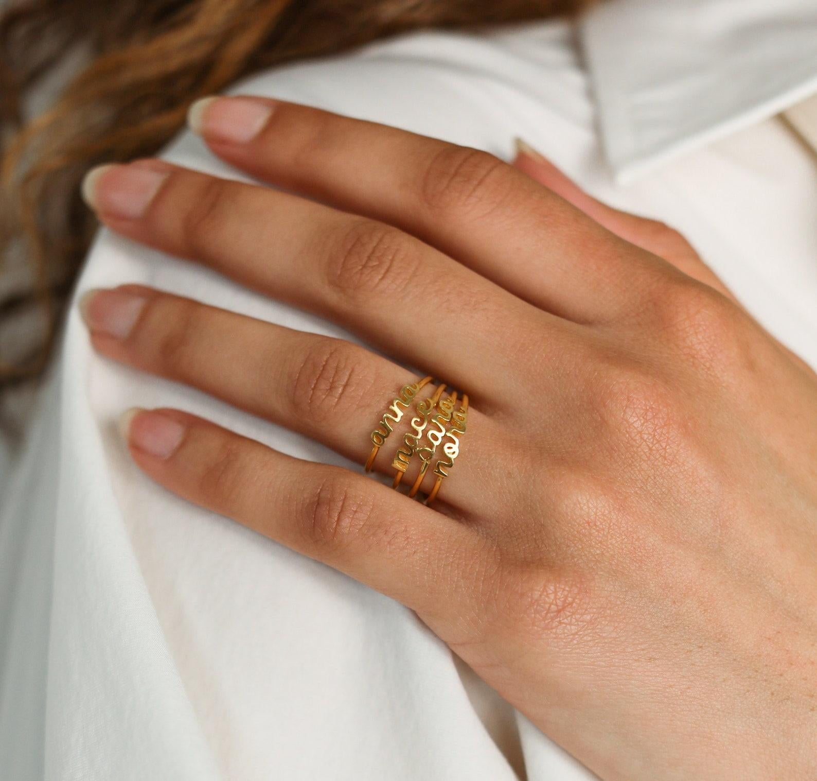 Personalized Dainty Name Ring for Moms