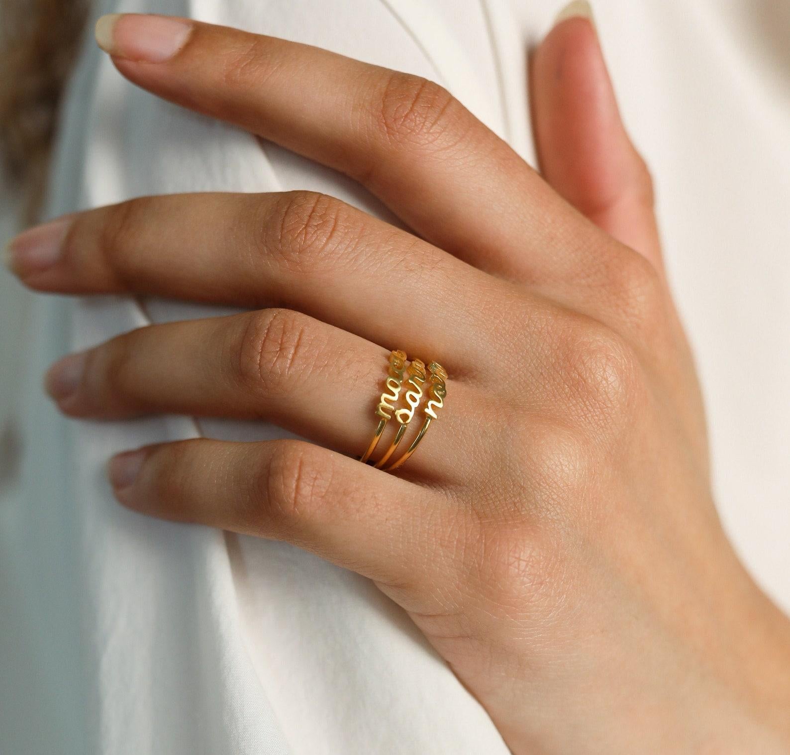 Personalized Dainty Name Ring for Moms