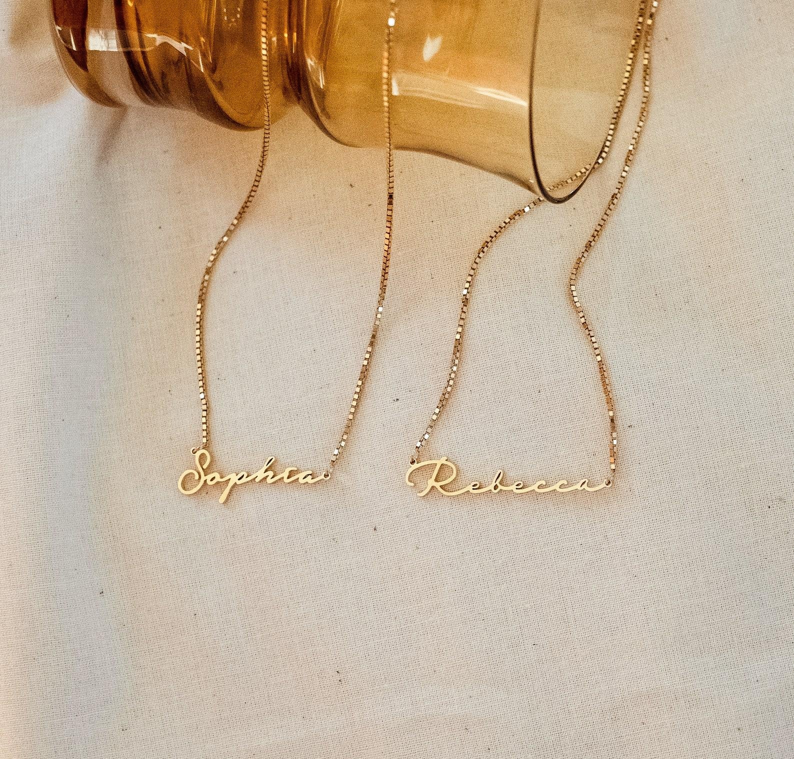 Custom Minimalist Name Necklace with Box Chain