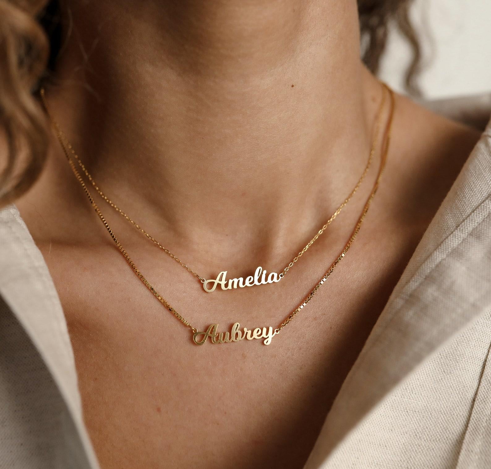 Personalized Name Necklace in Gold Silver Rose Gold