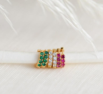 Personalized Birthstone Huggie Earrings Set