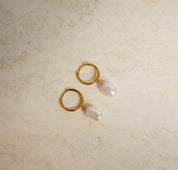 Dainty Pearl Hoop Earrings for Bridal