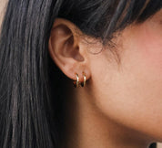 Gold Duo Hoop Earrings Modern Design