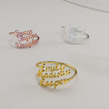 Personalized Triple Name Ring