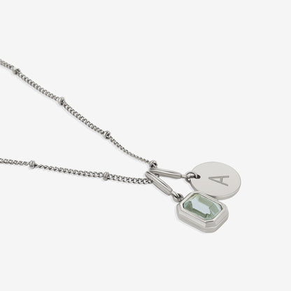 Initial Birthstone Baguette Necklace