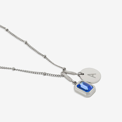 Initial Birthstone Baguette Necklace