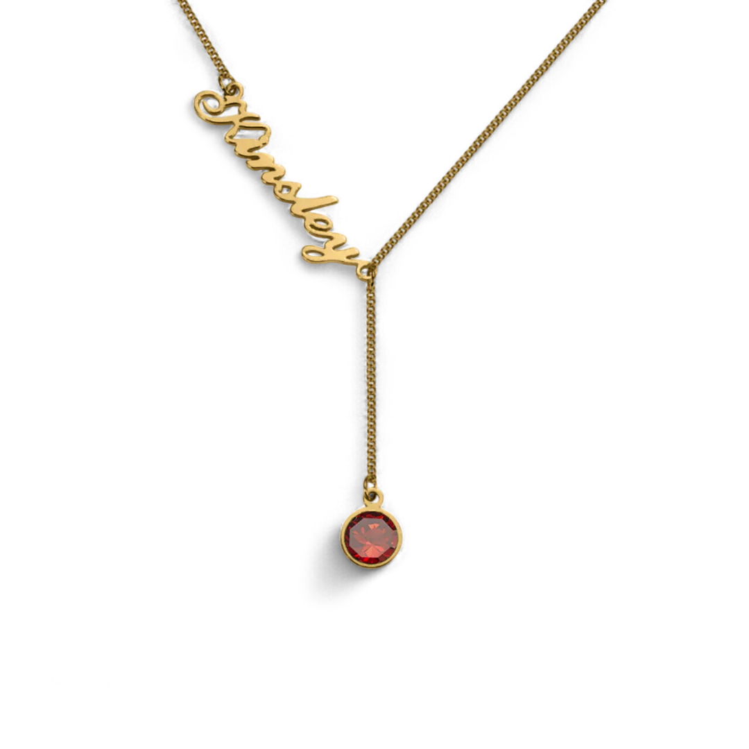 Personalized Birthstone Lariat Necklace