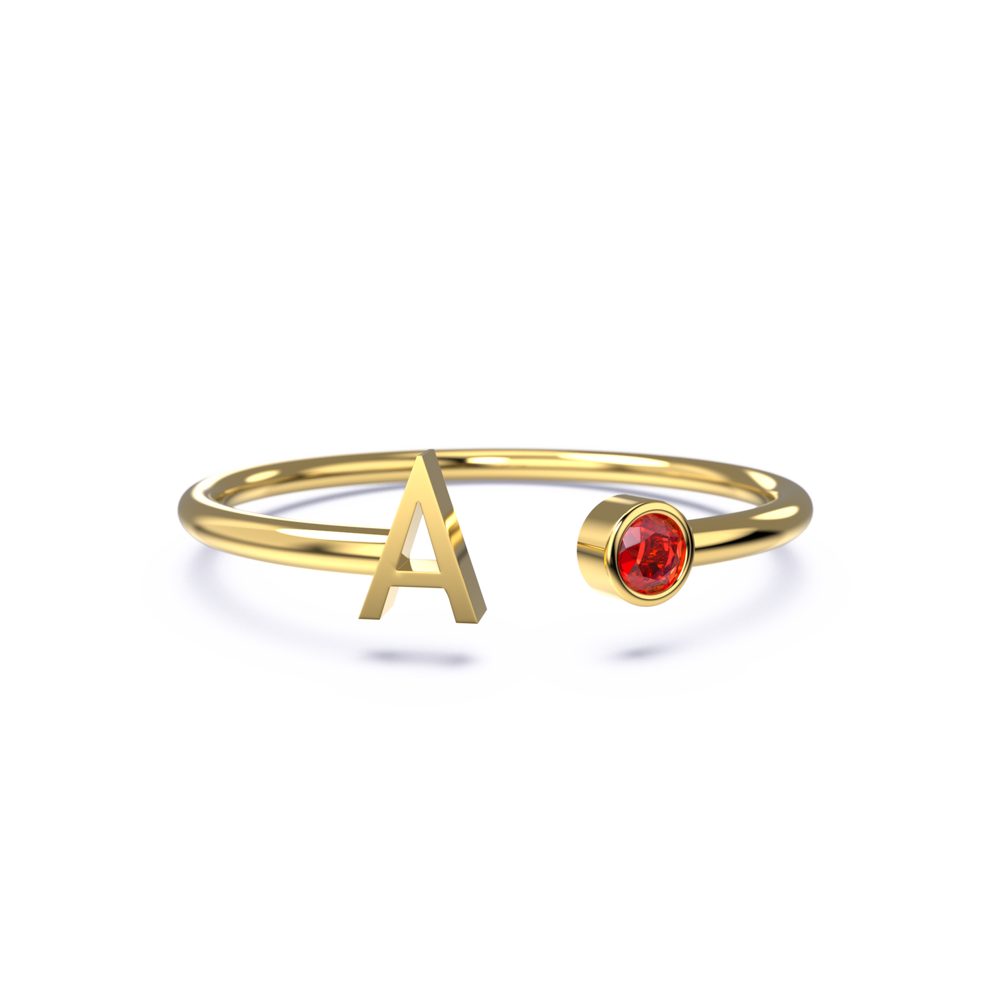 Personalized Birthstone Initial Ring