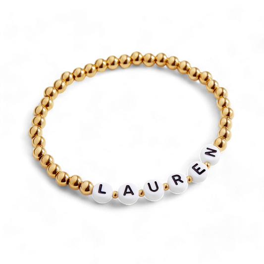 Personalized Gold Beaded Name Bracelet