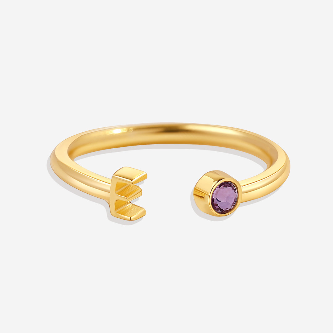 Personalized Birthstone Initial Ring