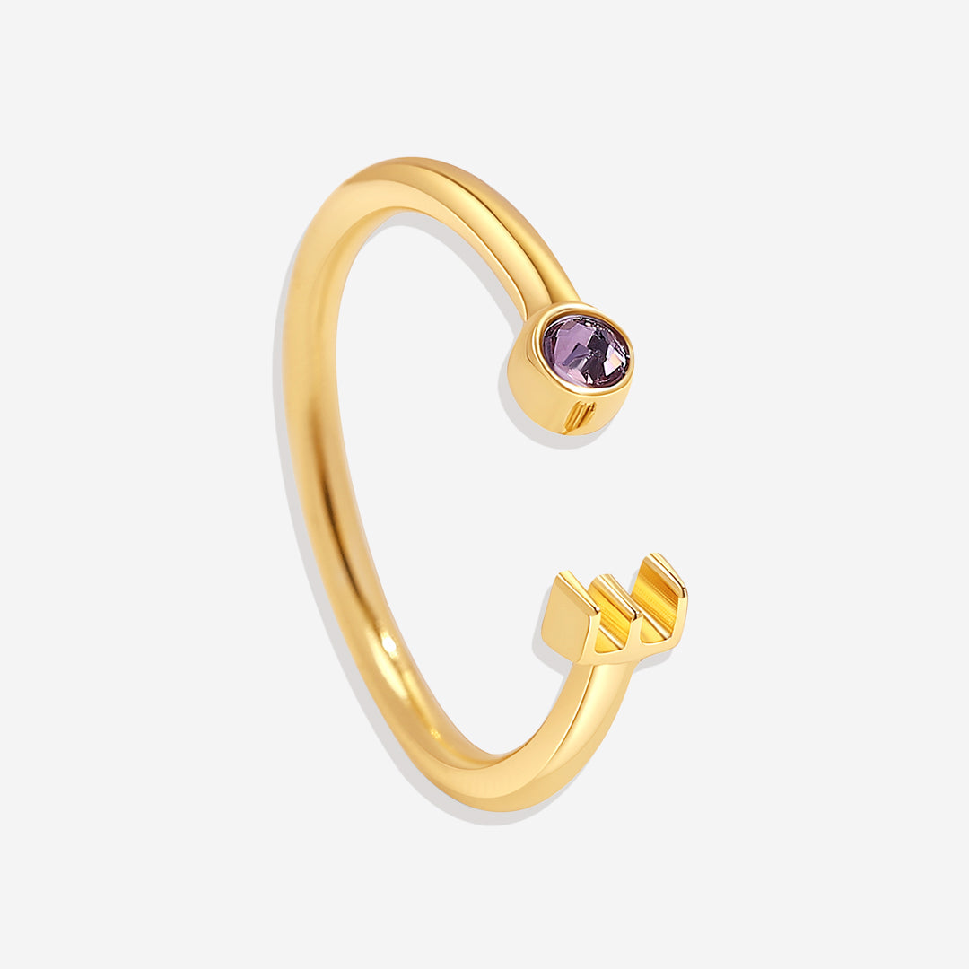 Personalized Birthstone Initial Ring