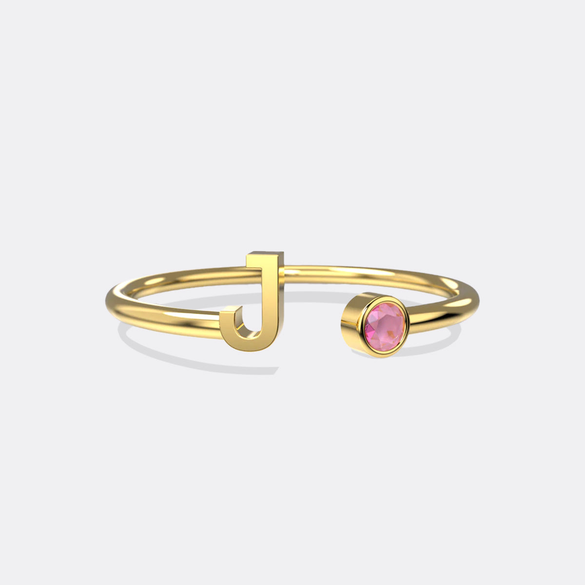 Personalized Birthstone Initial Ring