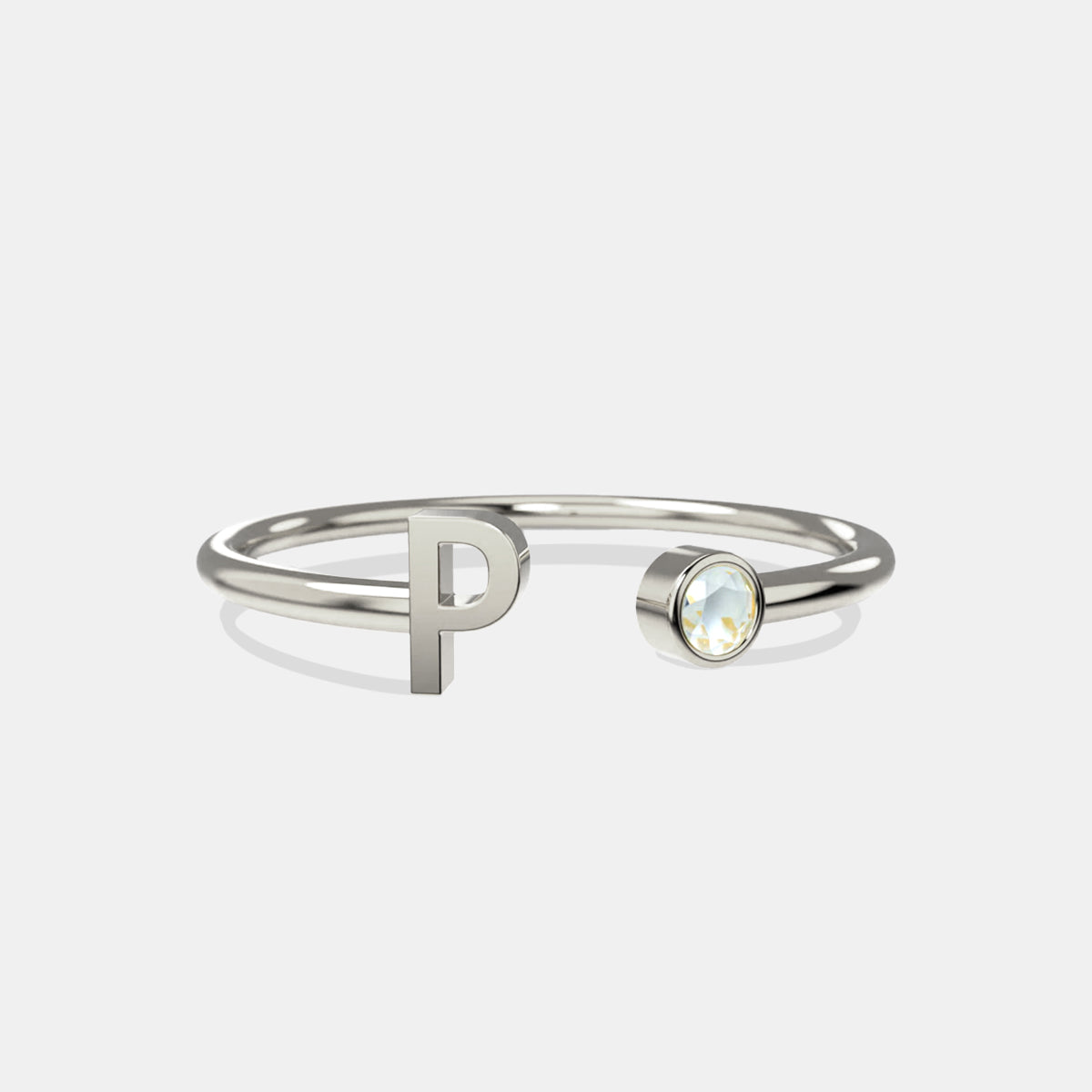 Personalized Birthstone Initial Ring