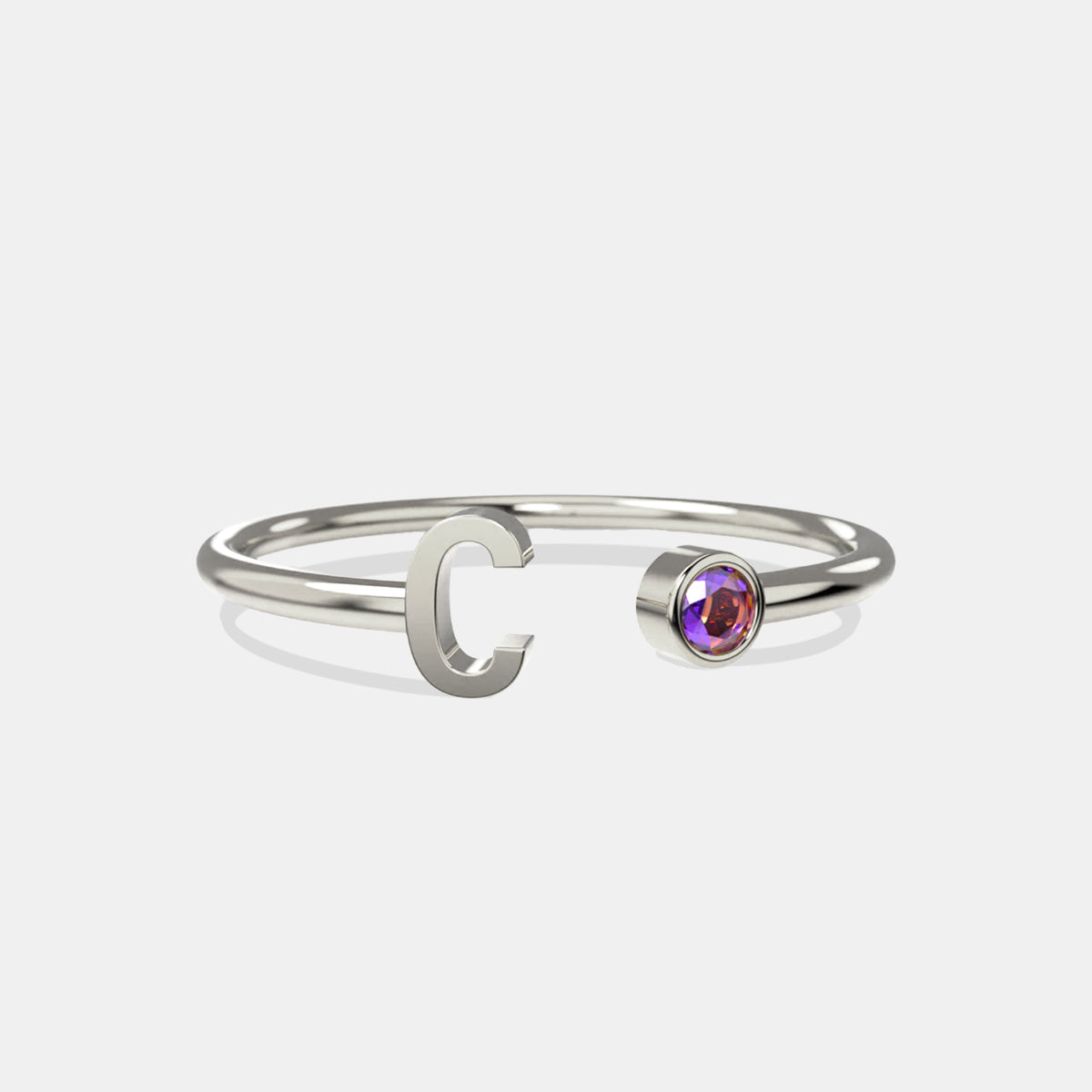 Personalized Birthstone Initial Ring