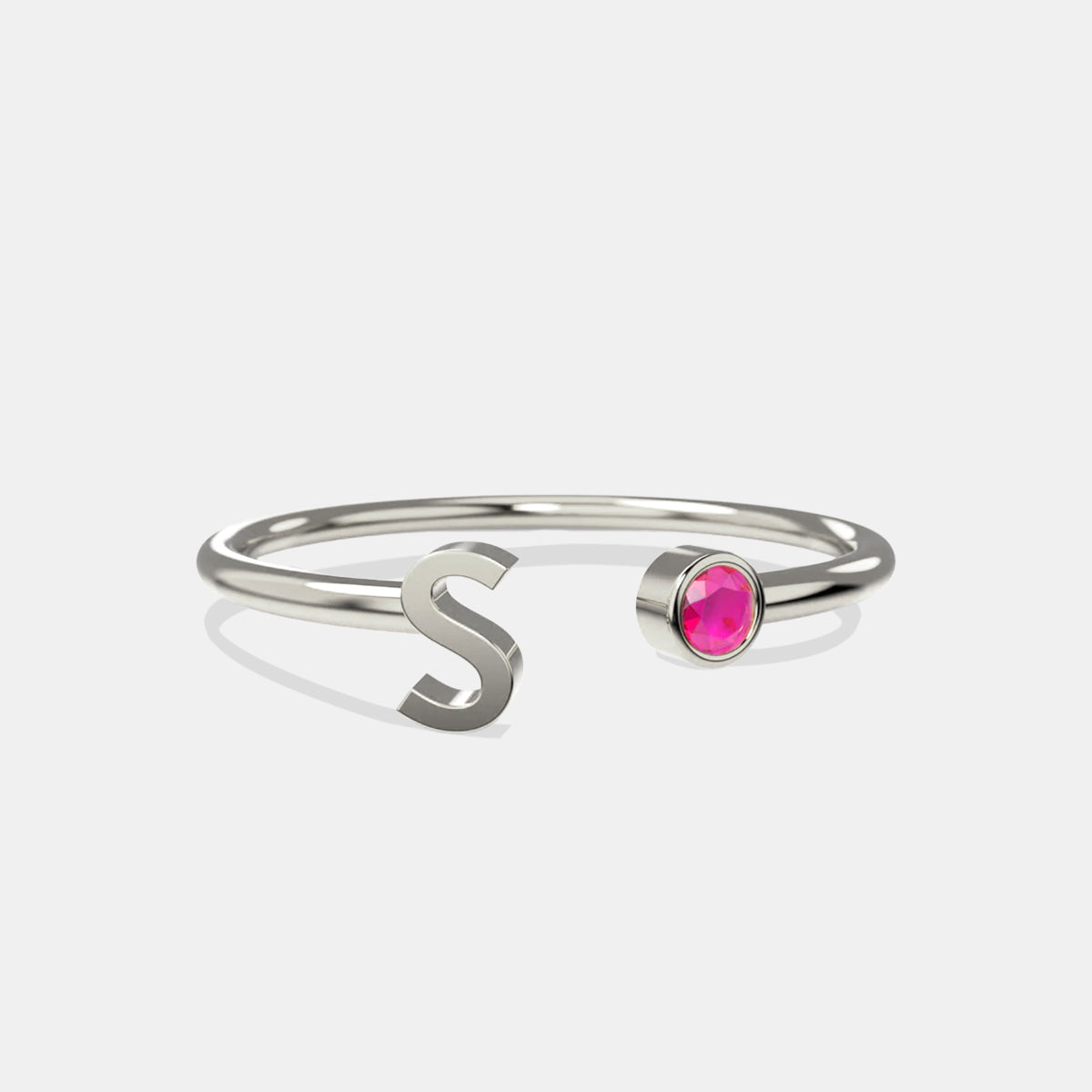 Personalized Birthstone Initial Ring