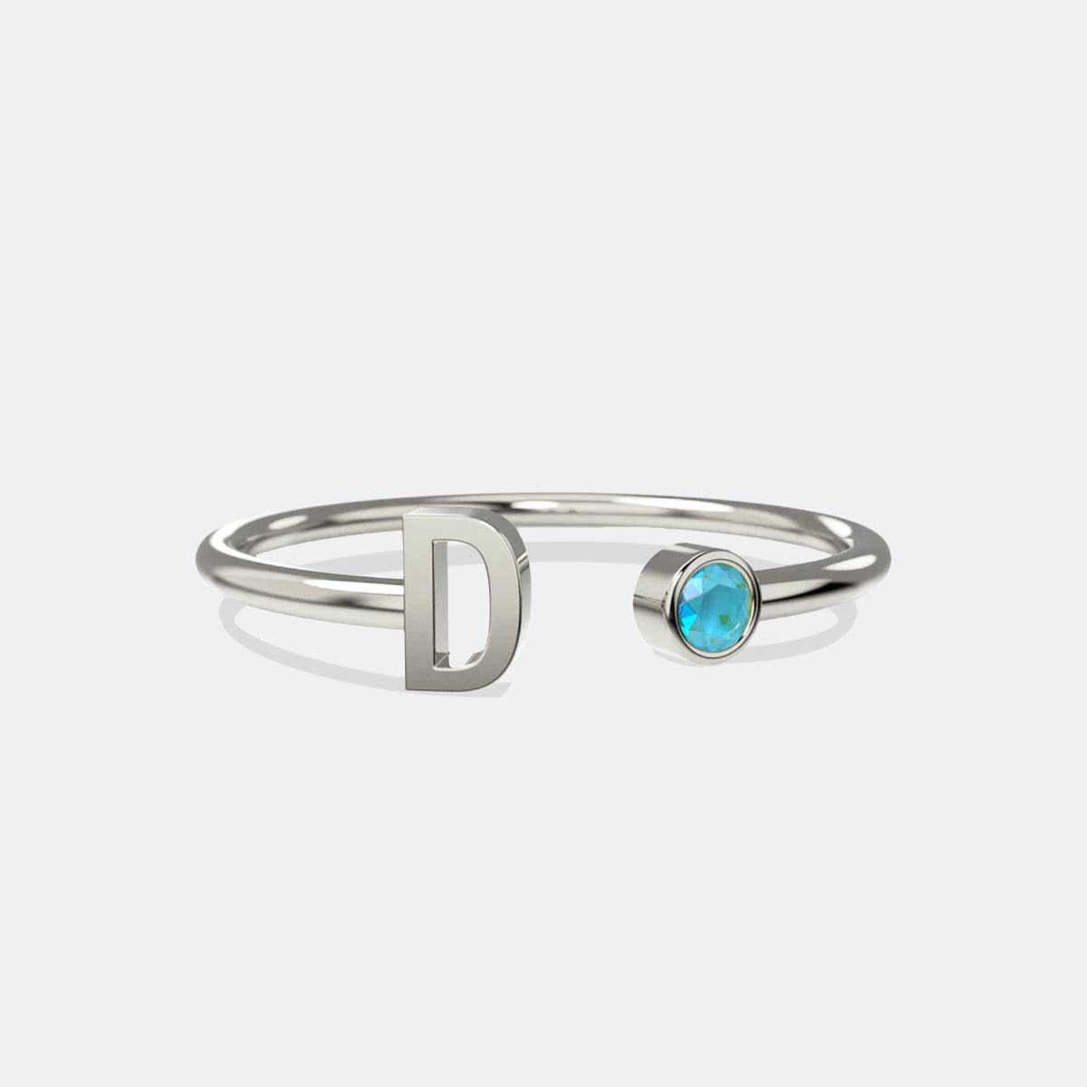 Personalized Birthstone Initial Ring