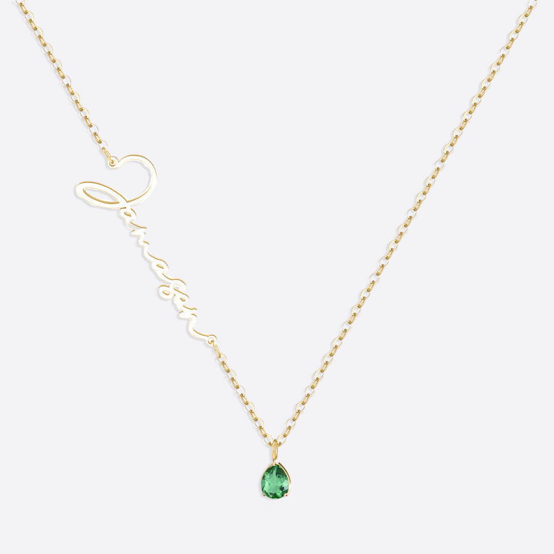 Custom Birthstone Name Necklace