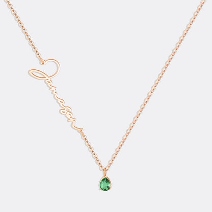 Custom Birthstone Name Necklace