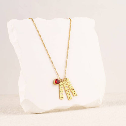 Personalized Singapore Chain Heart Birthstone Necklace