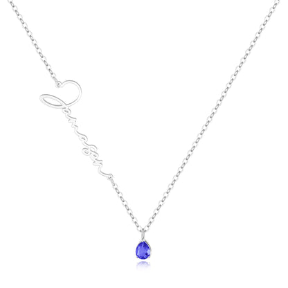 Custom Birthstone Name Necklace