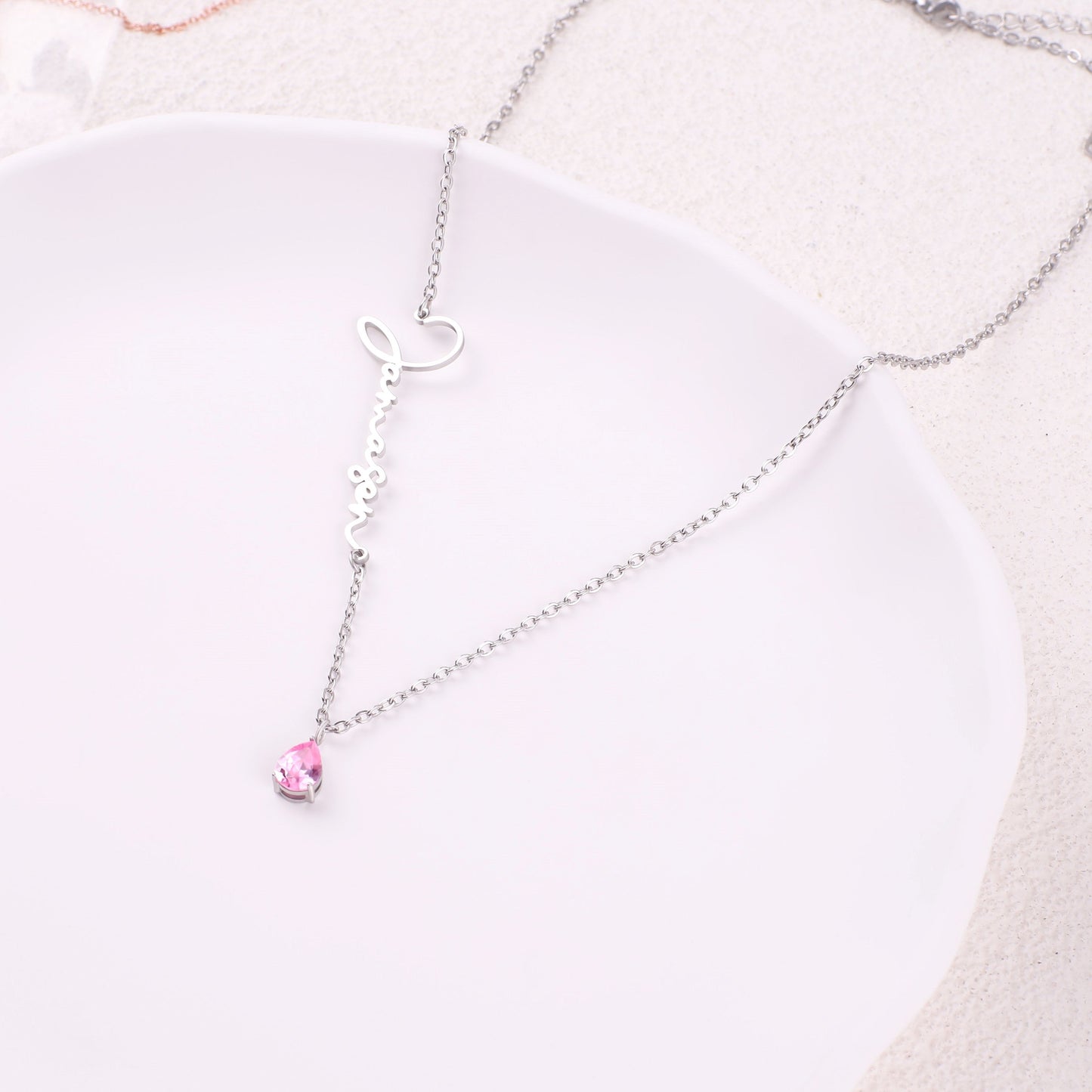 Custom Birthstone Name Necklace