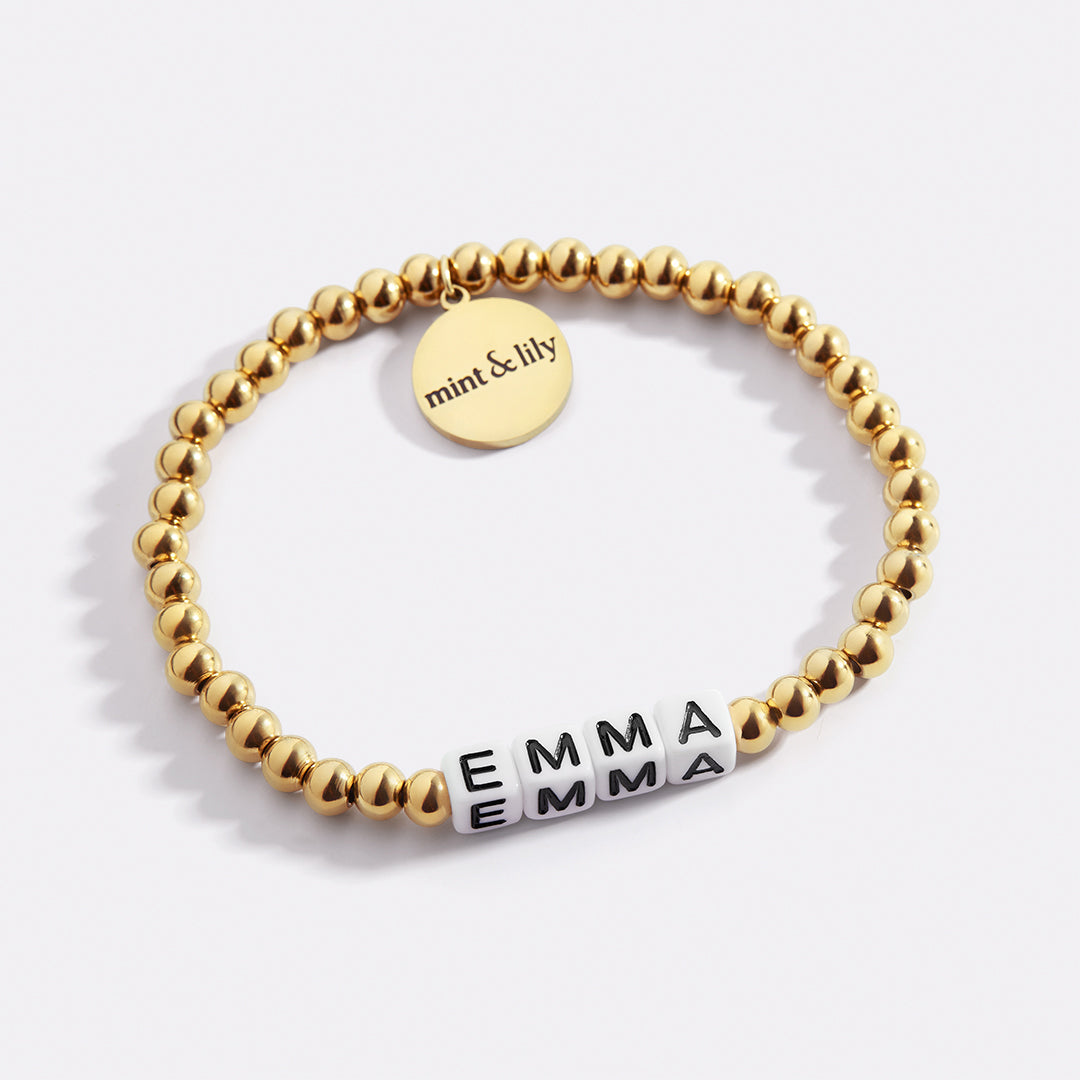 Personalized Waterproof Gold Beaded Bracelet